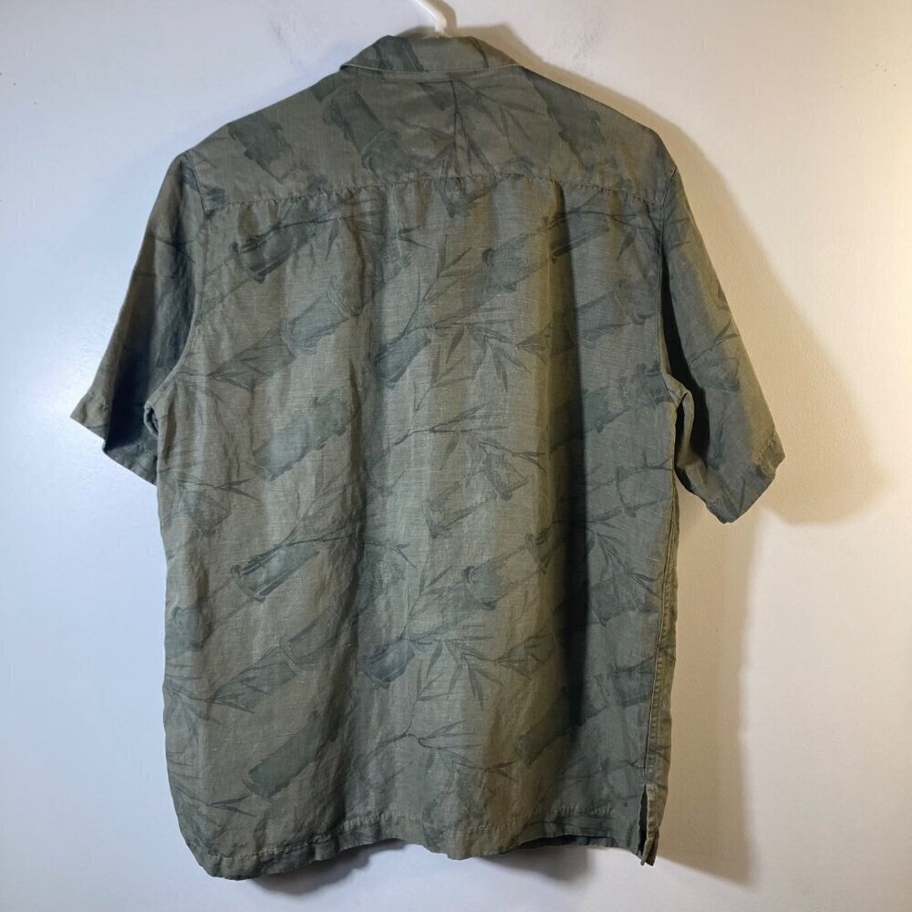 Mens Caribbean Silk Linen Hawaiian Tropical Floral Short Sleeve Button Shirt Gre - Picture 2 of 6
